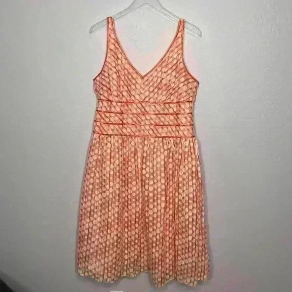 Robbie Bee Orange Polka Dot Dress Vintage Style A-Line Dress Size 16